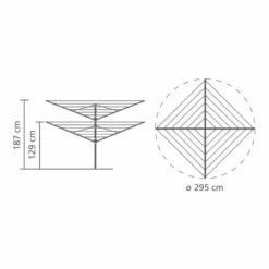 Brabantia 4 Arm Rotary Liftomatic Airer, 60m -Dunelm Sales Store 1000078359 alt03