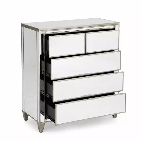 Dunelm Fitzgerald 5 Drawer Chest, Mirrored 4 Dunelm Fitzgerald 5 Drawer Chest, Mirrored - Image 4