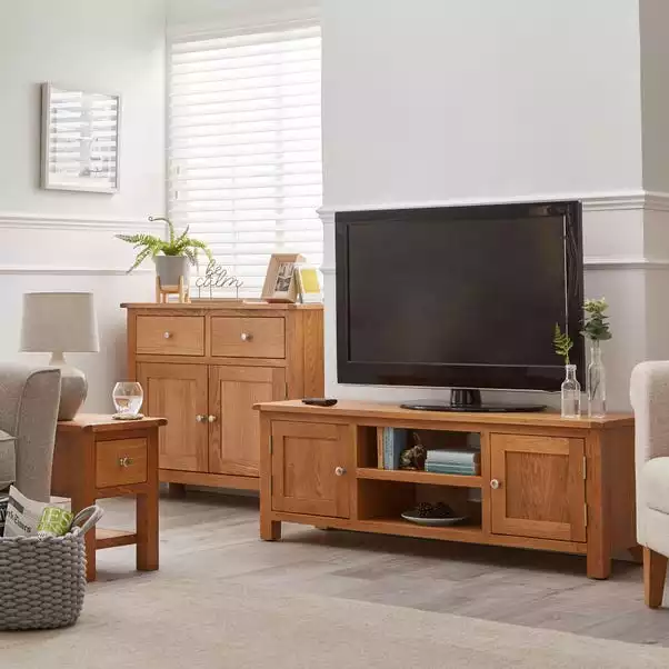 Dunelm Bromley Wide TV Unit Oak 2 Dunelm Bromley Wide TV Unit Oak - Image 2