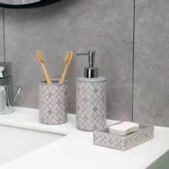 Dunelm Geo Tile Grey Ceramic Lotion Dispenser -Dunelm Sales Store 1000160190 alt01