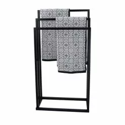 Lloyd Pascal Black 3 Rail Free Standing Towel Holder -Dunelm Sales Store 1000161863 alt02