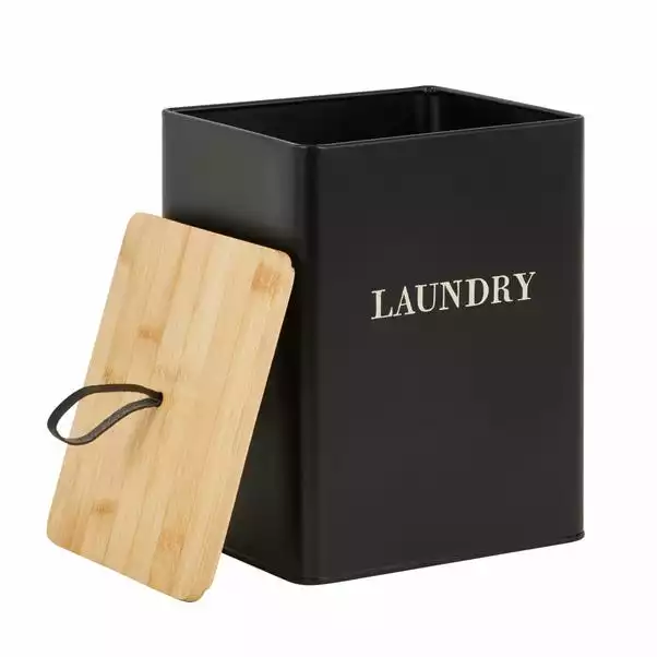 Dunelm Matt Black Wooden Laundry Caddy 3 Dunelm Matt Black Wooden Laundry Caddy - Image 3