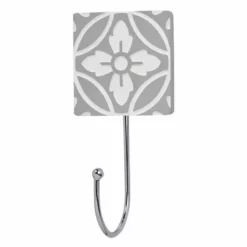 Dunelm Geo Tile Grey Floral Hook -Dunelm Sales Store 1000180574 alt02