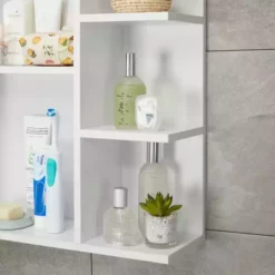 Lloyd Pascal Jaxon White Single Door Wall Cabinet With Open Shelves -Dunelm Sales Store 1000182104 alt03