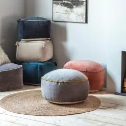 Cedar & Sage Furlo Silver Velvet Pouffe 6 Cedar & Sage Furlo Silver Velvet Pouffe -Dunelm Sales Store 1000184572 alt02