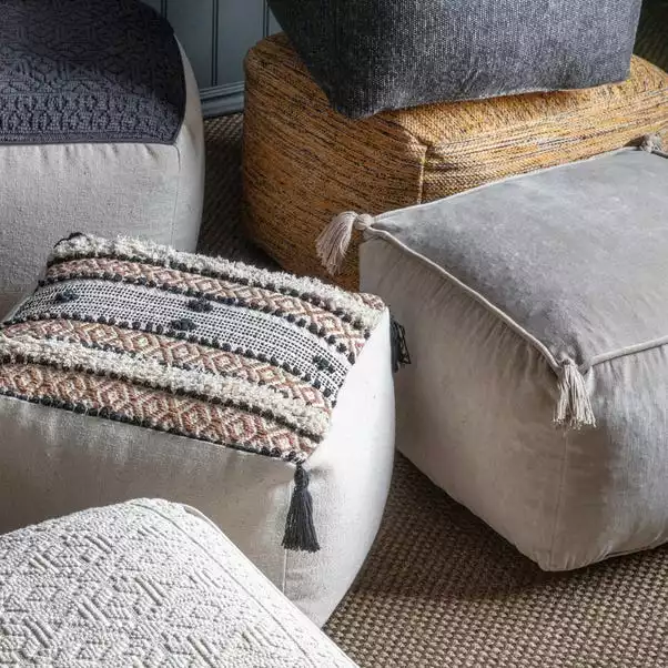 Cedar & Sage Furlo Silver Velvet Pouffe 4 Cedar & Sage Furlo Silver Velvet Pouffe - Image 4