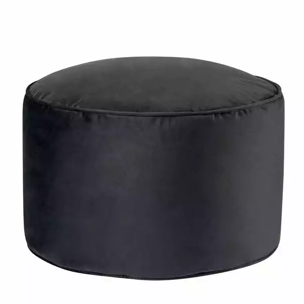 Dunelm Isla Luxe Velvet Pouffe Charcoal 2 Dunelm Isla Luxe Velvet Pouffe Charcoal - Image 2