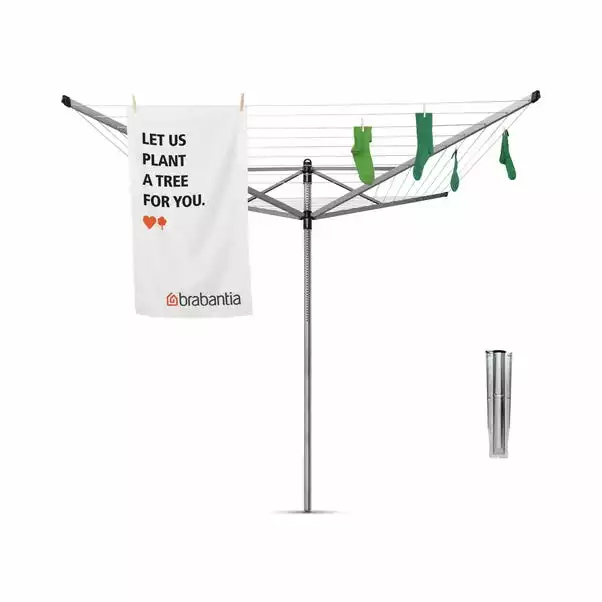 Brabantia 4 Arm Liftomatic Rotary Washing Line With Ground Spike, 50m 1 Brabantia 4 Arm Liftomatic Rotary Washing Line With Ground Spike, 50m