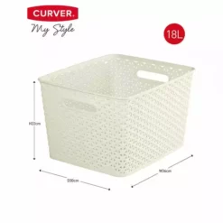 Curver 18L Vintage White Basket 11 Curver 18L Vintage White Basket -Dunelm Sales Store 30271755 alt06