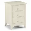 Julian Bowen Cameo 3 Drawer Bedside Table, Stone White & Pine
