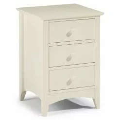 Julian Bowen Cameo 3 Drawer Bedside Table, Stone White & Pine