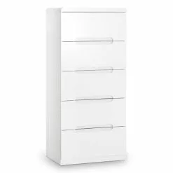 Julian Bowen Manhattan Slim 5 Drawer Chest, White