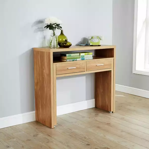 Dunelm Regis Oak Hideaway Console Desk 1 Dunelm Regis Oak Hideaway Console Desk
