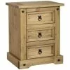 Seconique Premiere Corona 3 Drawer Bedside Table, Pine