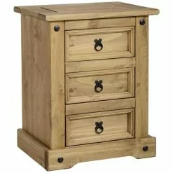 Seconique Premiere Corona 3 Drawer Bedside Table, Pine