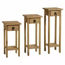 Seconique Corona Pine Set Of 3 Plant Stands