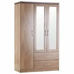 Seconique Charles Triple Wardrobe, Mirrored
