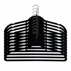 Dunelm Pack Of 10 Black Flocked Hangers