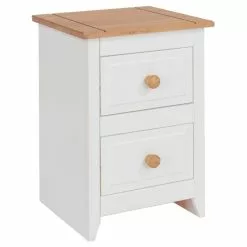 Core Capri Small 2 Drawer Bedside Table, White & Pine