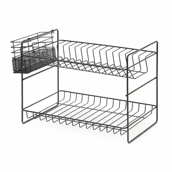 Dunelm 2 Tier Matt Black Dish Drainer And Cutlery Holder 2 Dunelm 2 Tier Matt Black Dish Drainer And Cutlery Holder - Image 2