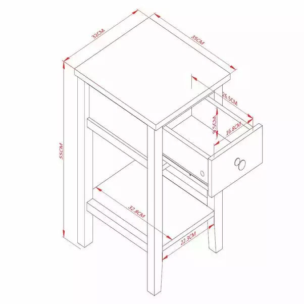 Dunelm Lynton 1 Drawer Small Bedside Table 2 Dunelm Lynton 1 Drawer Small Bedside Table - Image 2