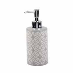 Dunelm Geo Tile Grey Ceramic Lotion Dispenser