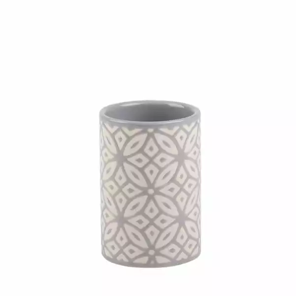 Dunelm Geo Tile Grey Ceramic Tumbler 1 Dunelm Geo Tile Grey Ceramic Tumbler