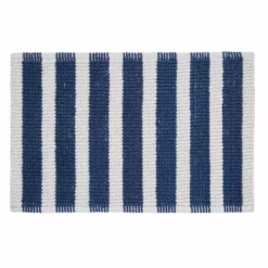Dunelm Nautical Bobble Stripe Navy Bath Mat