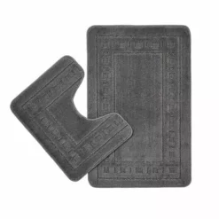 Catherine Lansfield Armoni Grey Bath And Pedestal Mat Set