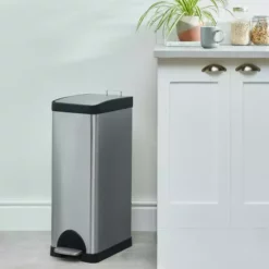 Dunelm Stainless Steel 30L Slim Recycling Bin