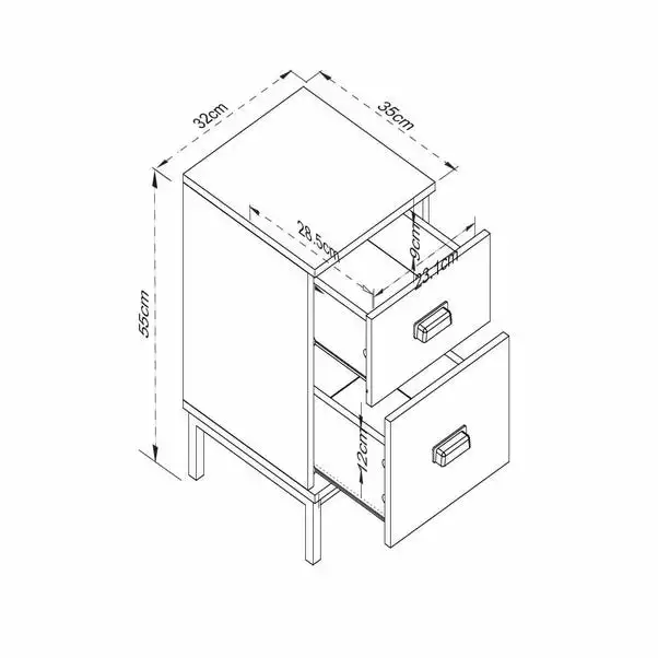 Dunelm Fulton 2 Drawer Slim Bedside Table 2 Dunelm Fulton 2 Drawer Slim Bedside Table - Image 2