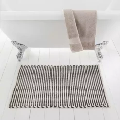 Dunelm Flat Weave Monochrome Bath Mat