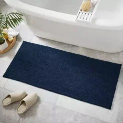 Dunelm Navy Mini Bobble Bath Runner