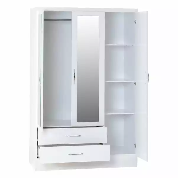 Seconique Nevada Triple 2 Drawer Wardrobe, Mirrored 2 Seconique Nevada Triple 2 Drawer Wardrobe, Mirrored - Image 2