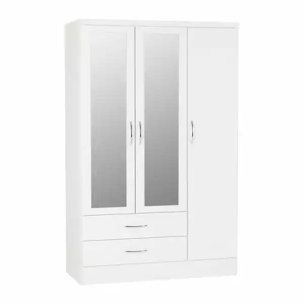 Seconique Nevada Triple 2 Drawer Wardrobe, Mirrored 3 Seconique Nevada Triple 2 Drawer Wardrobe, Mirrored - Image 3