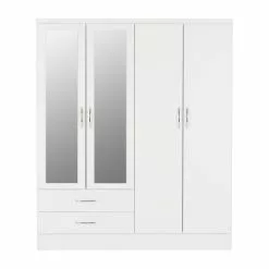 Seconique Nevada 4 Door 2 Drawer Wardrobe, Mirrored