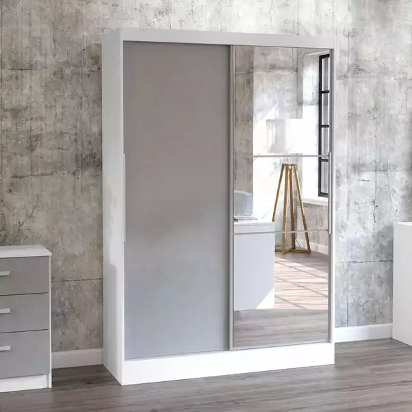Birlea Lynx 132cm Sliding Double Wardrobe, Mirrored 1 Birlea Lynx 132cm Sliding Double Wardrobe, Mirrored