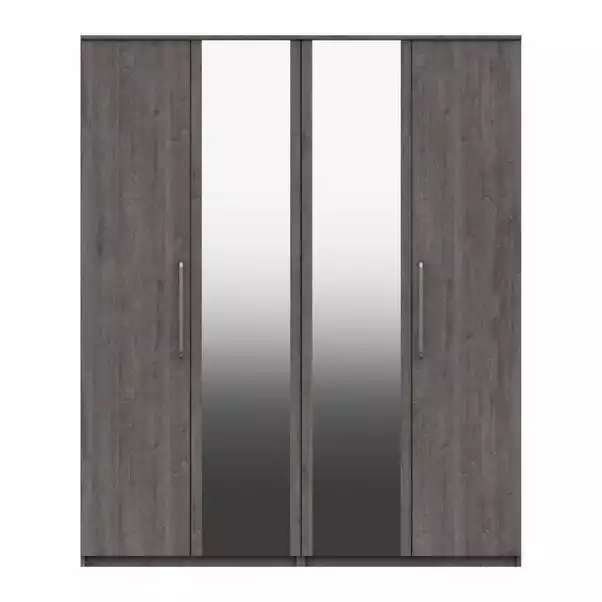 One Call Furniture Parker 4 Door Wardrobe, Mirrored 1 One Call Furniture Parker 4 Door Wardrobe, Mirrored