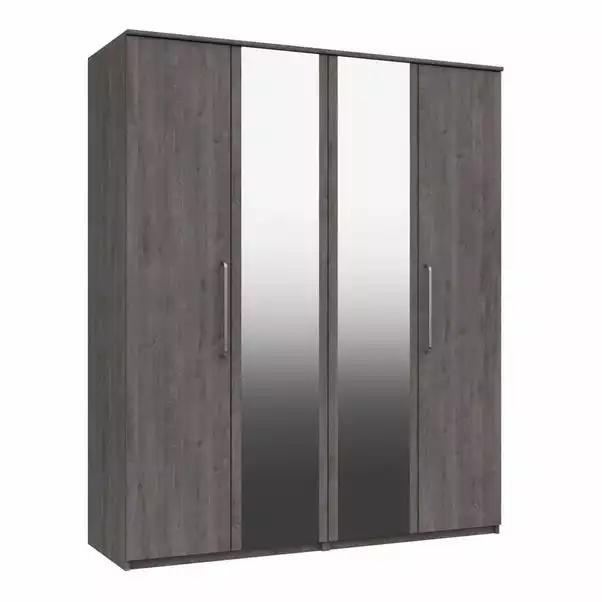 One Call Furniture Parker 4 Door Wardrobe, Mirrored 2 One Call Furniture Parker 4 Door Wardrobe, Mirrored - Image 2