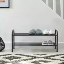 Dunelm Black Metal 2 Tier Shoe Rack
