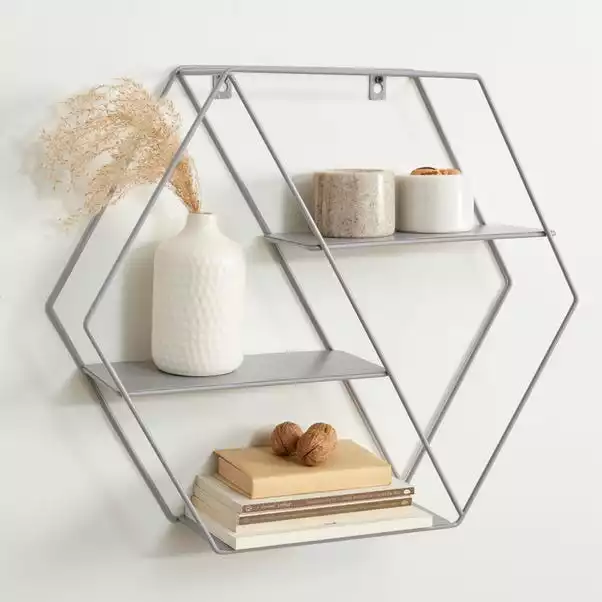 Dunelm Grey Large Hexagonal Shelf 1 Dunelm Grey Large Hexagonal Shelf