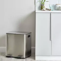 Dunelm Stainless Steel 40L Curve Recycling Bin