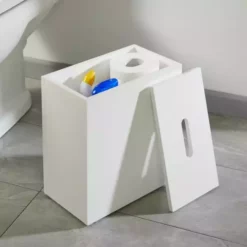 Lloyd Pascal Jasper White Gloss Bathroom Tidy With Removable Lid