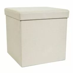 Dunelm Foldable Cream Cube Ottoman