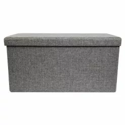 Dunelm Foldable Ottoman Faux Linen Grey
