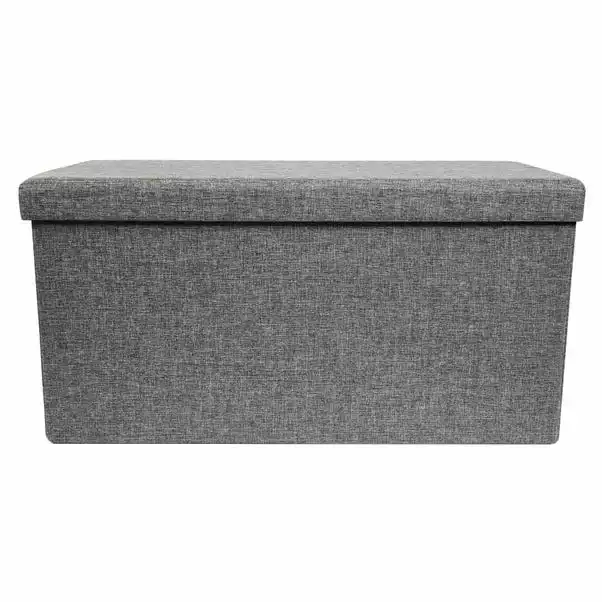 Dunelm Foldable Ottoman Faux Linen Grey 1 Dunelm Foldable Ottoman Faux Linen Grey
