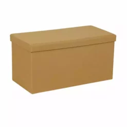 Dunelm Foldable Ottoman Faux Linen Ochre