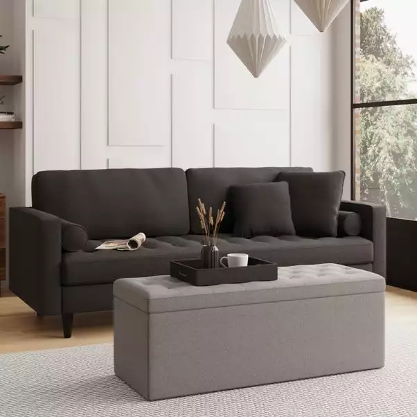 Dunelm Oswald Faux Wool Buttoned Ottoman Bench 1 Dunelm Oswald Faux Wool Buttoned Ottoman Bench