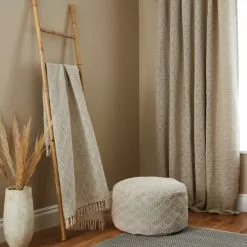 Dunelm Tufted Diamond Natural Pouffe