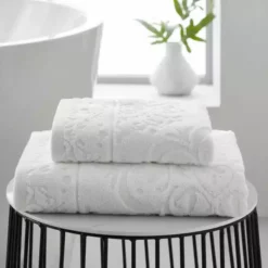 Dunelm Mandalay White 100% Cotton Towel